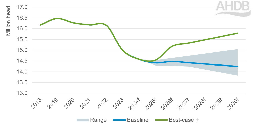 Graph of GB lamb crop size 2018-2030.